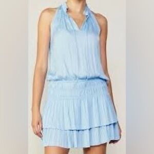 Current Air Cara Pleated Mini Halter Powder Blue Dress Women’s Size XS NWT